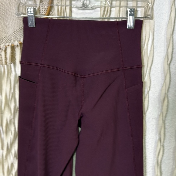 Athleta Maroon Color Salutation Stash Rib Flare At Pull On Pants Small - Picture 8 of 14
